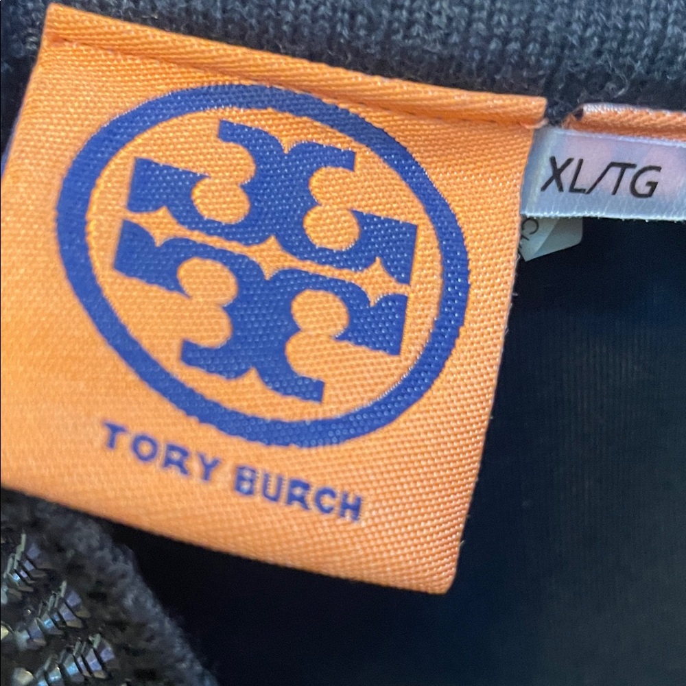 Tory Burch Grey Merino wool  Top/tunic with embellishment  neck and  sleeves XL
